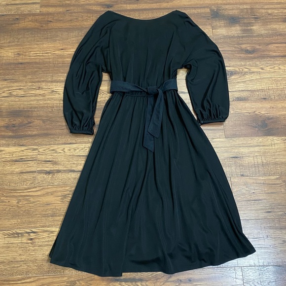 Retro vintage black midi dress w/ cowl back - Picture 9 of 16